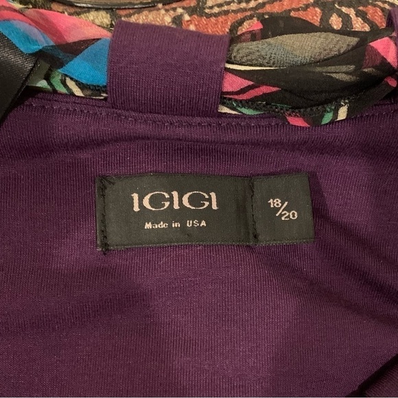 IGIGI Jersey 2 Pc. Top & Scarf Plus Size 18/20 Purple & Multi 3/4 Sleeves NWOT - Picture 9 of 10